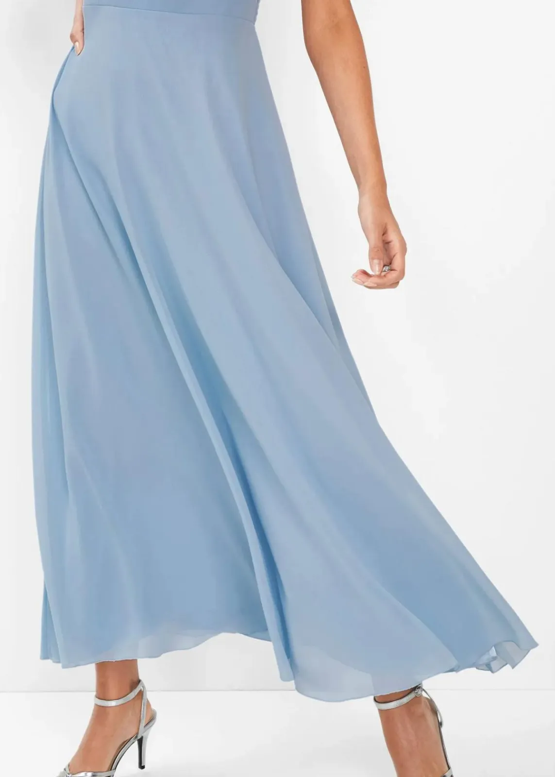 bonprix Kleider|Festliche Mode^Maxikleid mit Spitze puderblau