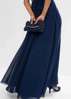bonprix Bekleidung·Pullover & Strickjacken|Festliche Mode^Maxikleid mit Spitze dunkelblau geblümt