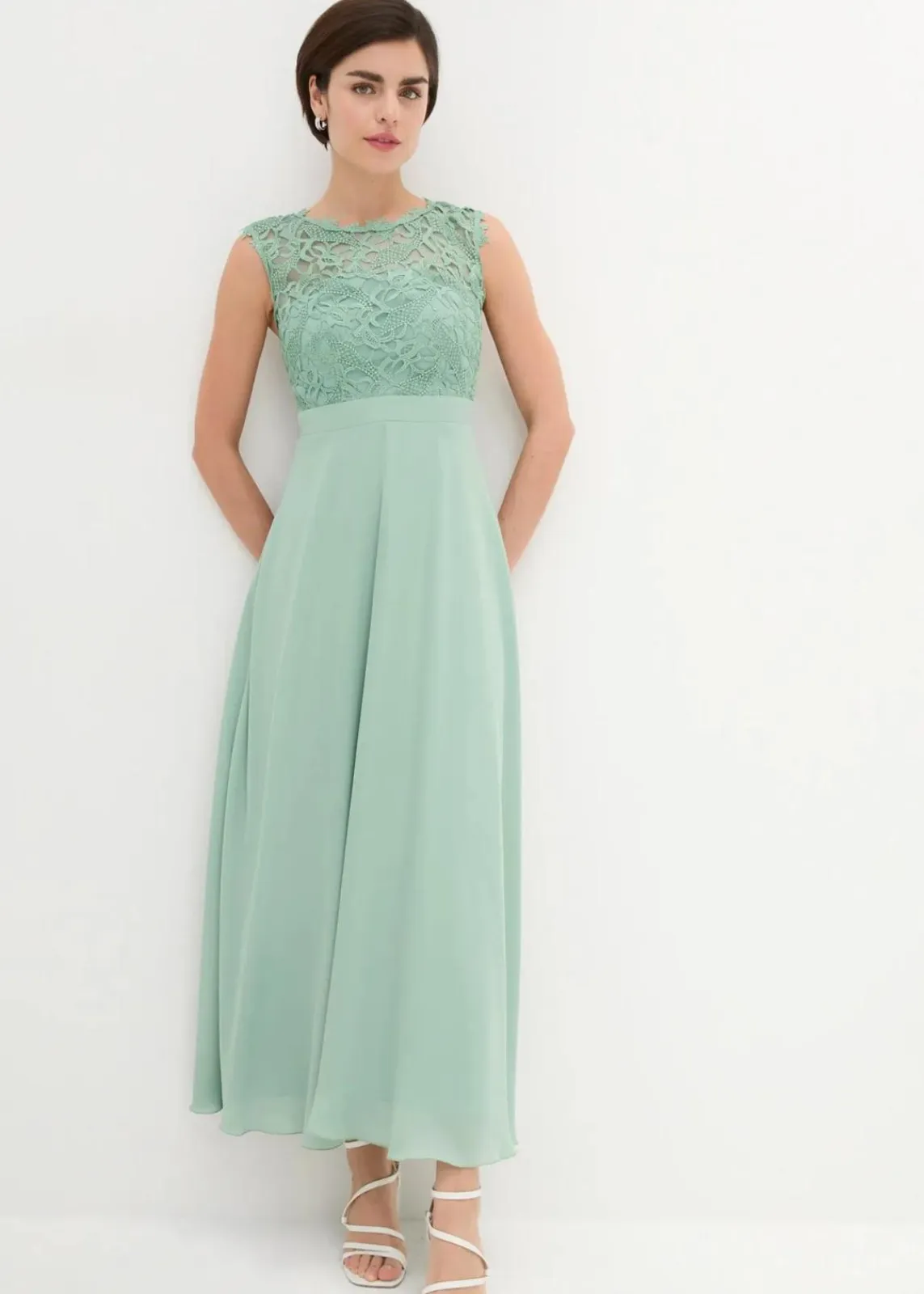 bonprix Kleider|Festliche Mode^Maxikleid mit Spitze pastellgrün