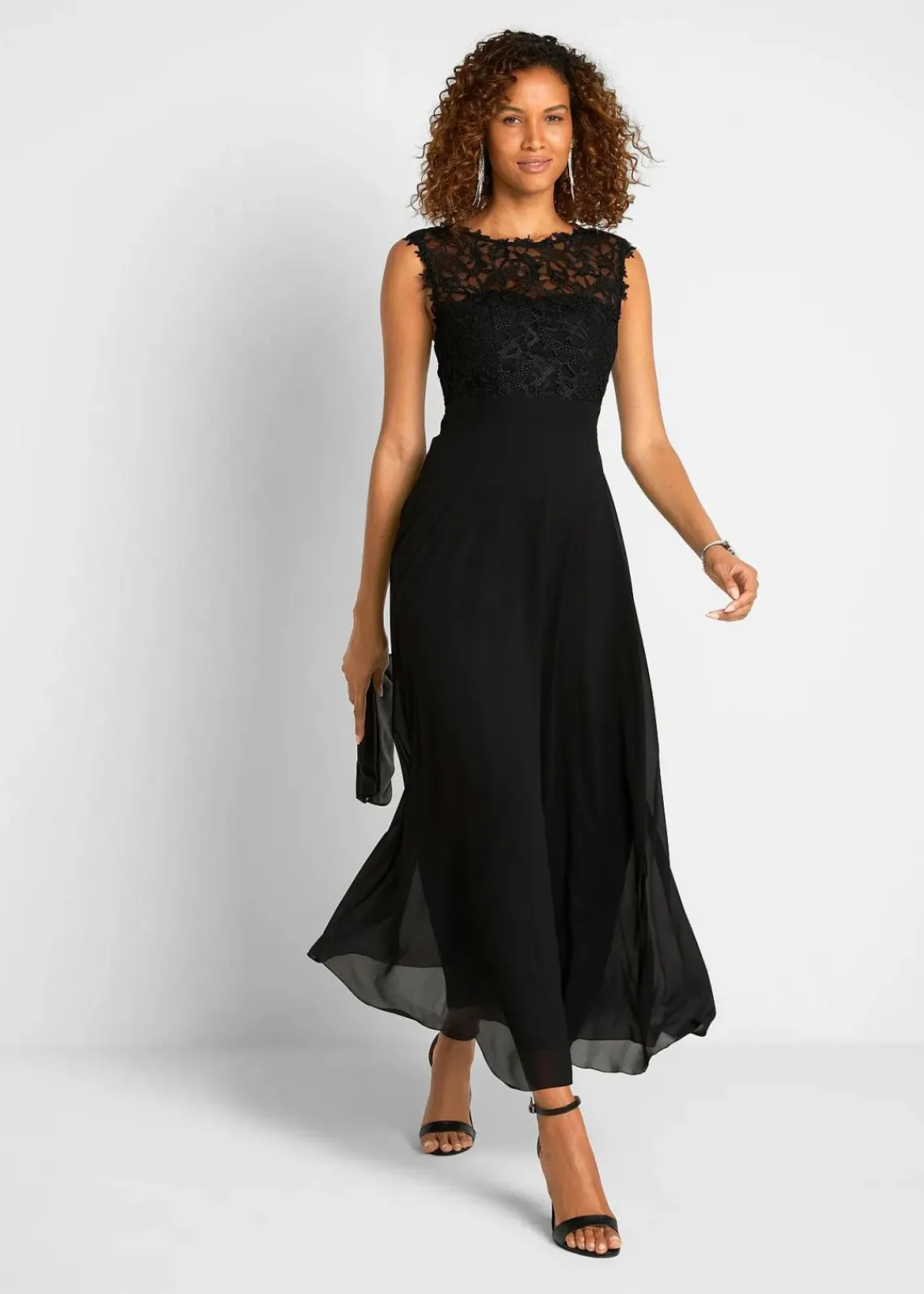 bonprix Kleider|Festliche Mode^Maxikleid mit Spitze schwarz