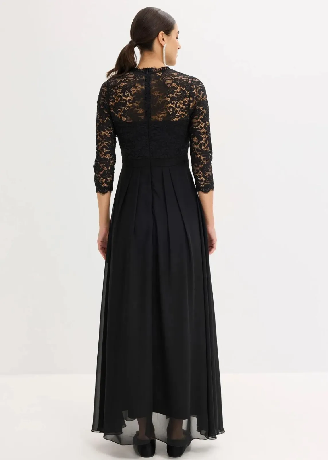 bonprix Kleider|Festliche Mode^Maxikleid mit Spitze schwarz