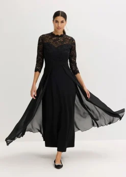 bonprix Kleider|Festliche Mode^Maxikleid mit Spitze schwarz