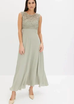 bonprix Kleider|Festliche Mode^Maxikleid mit Spitze seegras