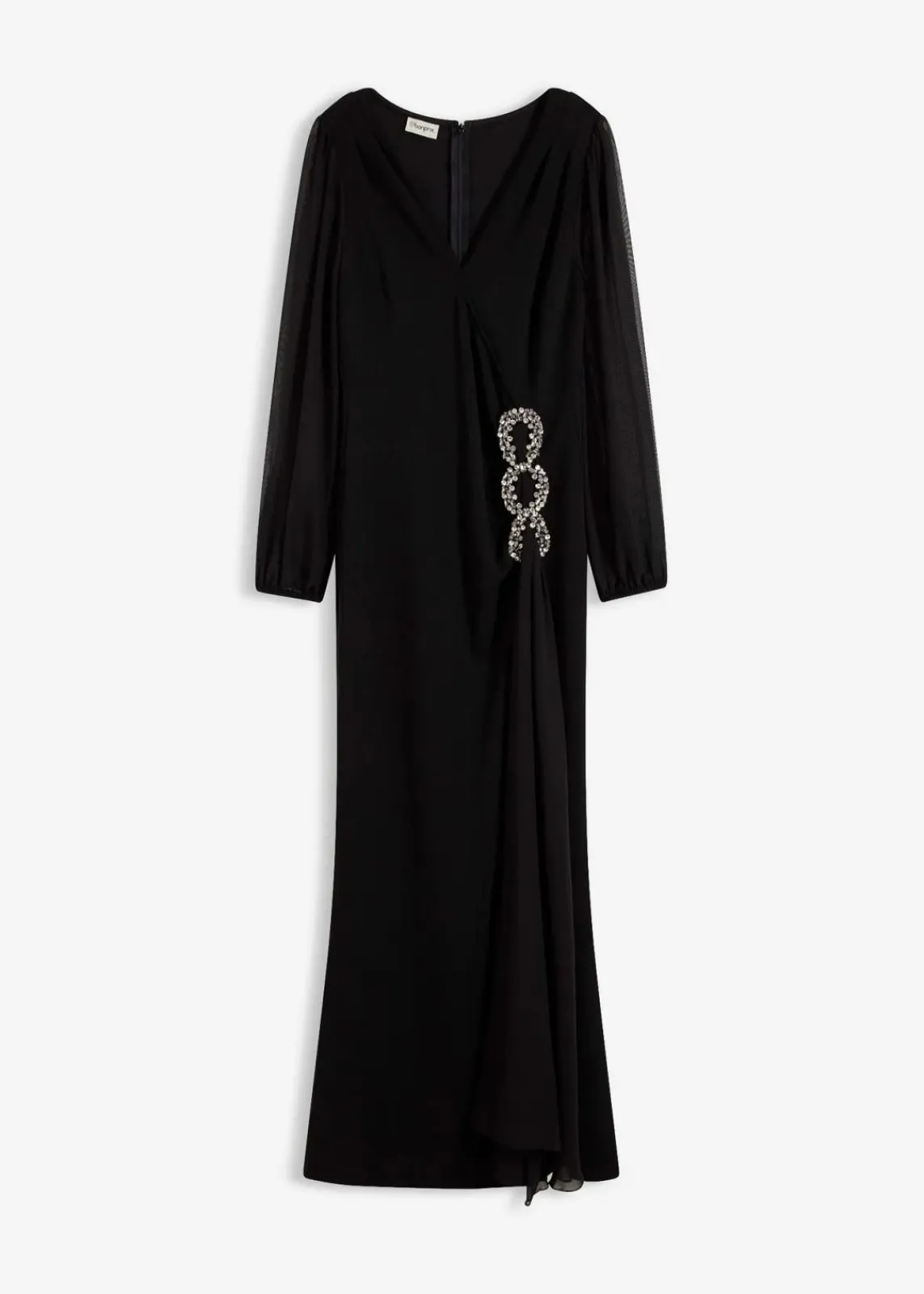 bonprix Bekleidung·Pullover & Strickjacken|Festliche Mode^Maxikleid mit Strassstein-Applikation schwarz