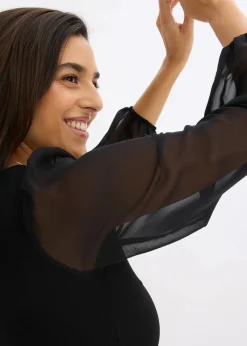 bonprix Bekleidung·Pullover & Strickjacken|Festliche Mode^Maxikleid mit Strassstein-Applikation schwarz