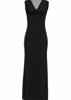 bonprix Kurzgrößen|Bekleidung·Pullover & Strickjacken^Maxikleid Strasssteinen am Rückenausschnitt schwarz