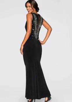 bonprix Kleider|Festliche Mode^Maxikleid Strasssteinen am Rückenausschnitt schwarz