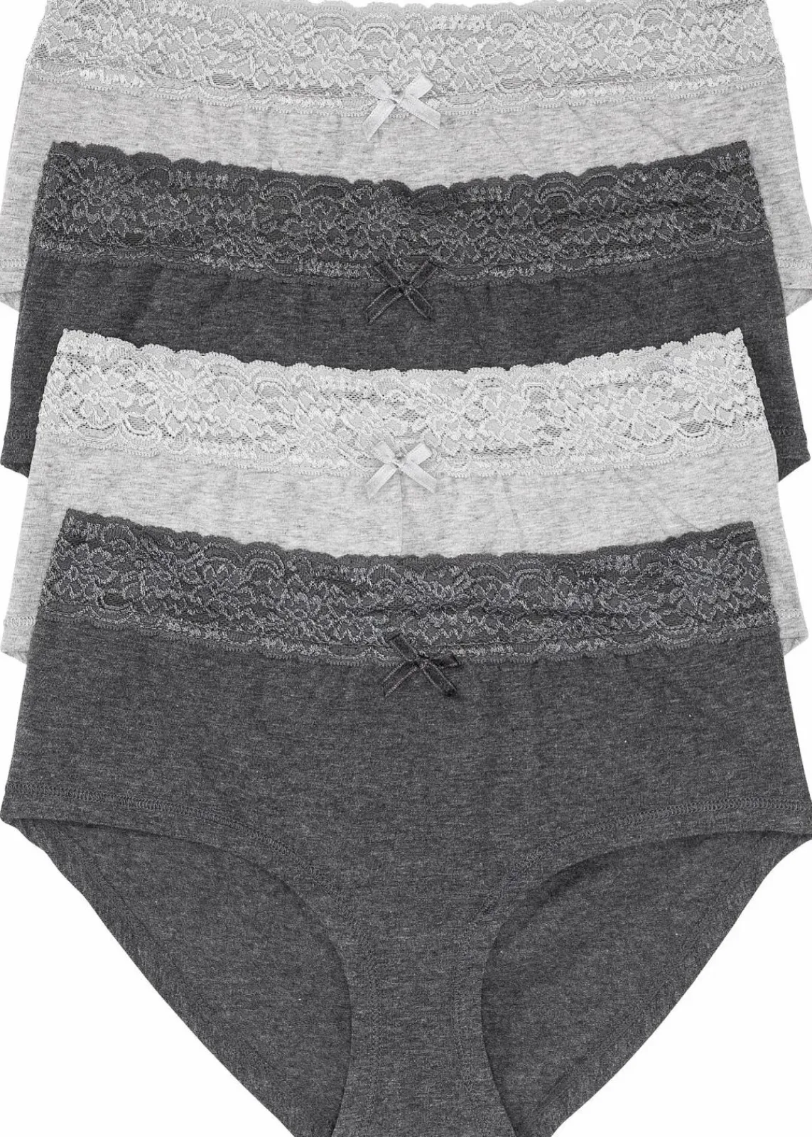 bonprix Wäsche·Basics|Wäsche·Baumwollunterwäsche^Maxipanty (4er Pack) anthrazit + hellgrau meliert
