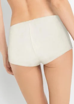 bonprix Wäsche·Baumwollunterwäsche|Wäsche·Höschen^Maxipanty mit Baumwolle (4er Pack) ecru bedruckt + rot kariert