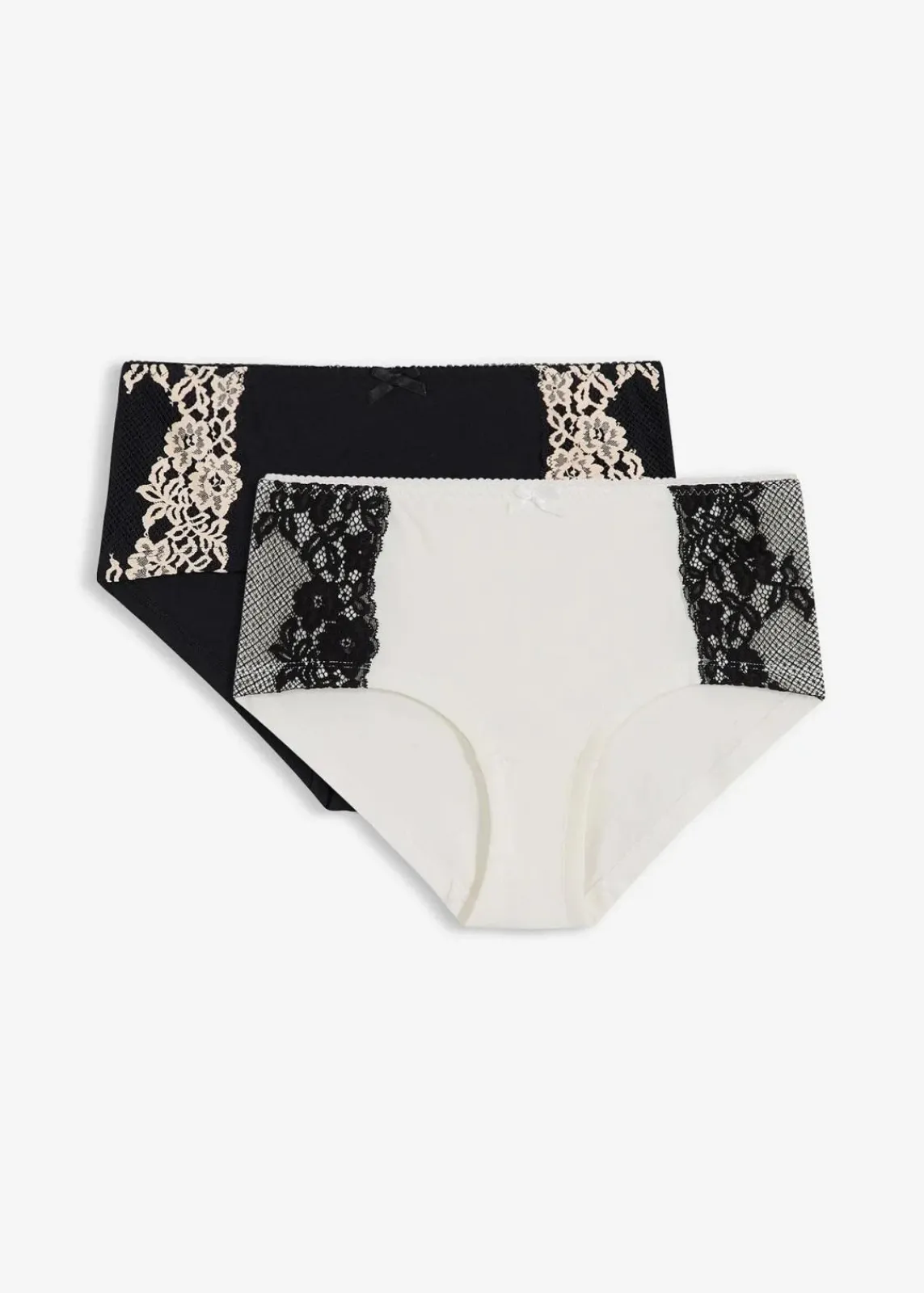bonprix Wäsche·Höschen|Nachhaltigere Materialien^Maxipanty mit Bio-Baumwolle (4er Pack) schwarz + wollweiß