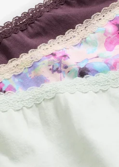 bonprix Wäsche·Baumwollunterwäsche|Wäsche·Höschen^Maxipanty mit Bio-Baumwolle (4er Pack) hellrosa geblümt+beere+hellmenthol