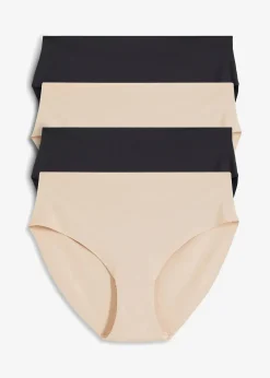 bonprix Wäsche·Höschen|Nachhaltigere Materialien^Maxipanty ohne sichtbare Abdrücke aus Microfaser (4er Pack) kreidebeige+schwarz