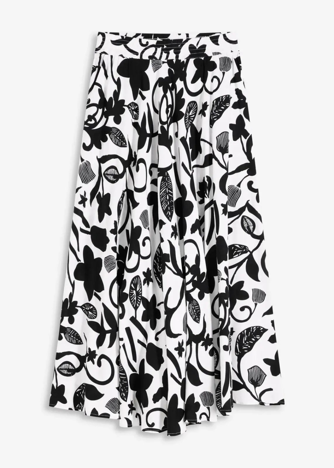bonprix Nachhaltigere Materialien|Röcke^Maxirock aus fließender Viskose wollweiß/schwarz floral