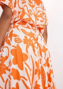 bonprix Bekleidung·Sportbekleidung|Röcke^Maxirock aus fließender Viskose wollweiß/mango floral