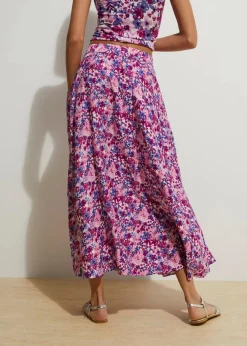 bonprix Bekleidung·Sportbekleidung|Röcke^Maxirock aus reiner Viskose tiefviolett/fuchsiapink floral