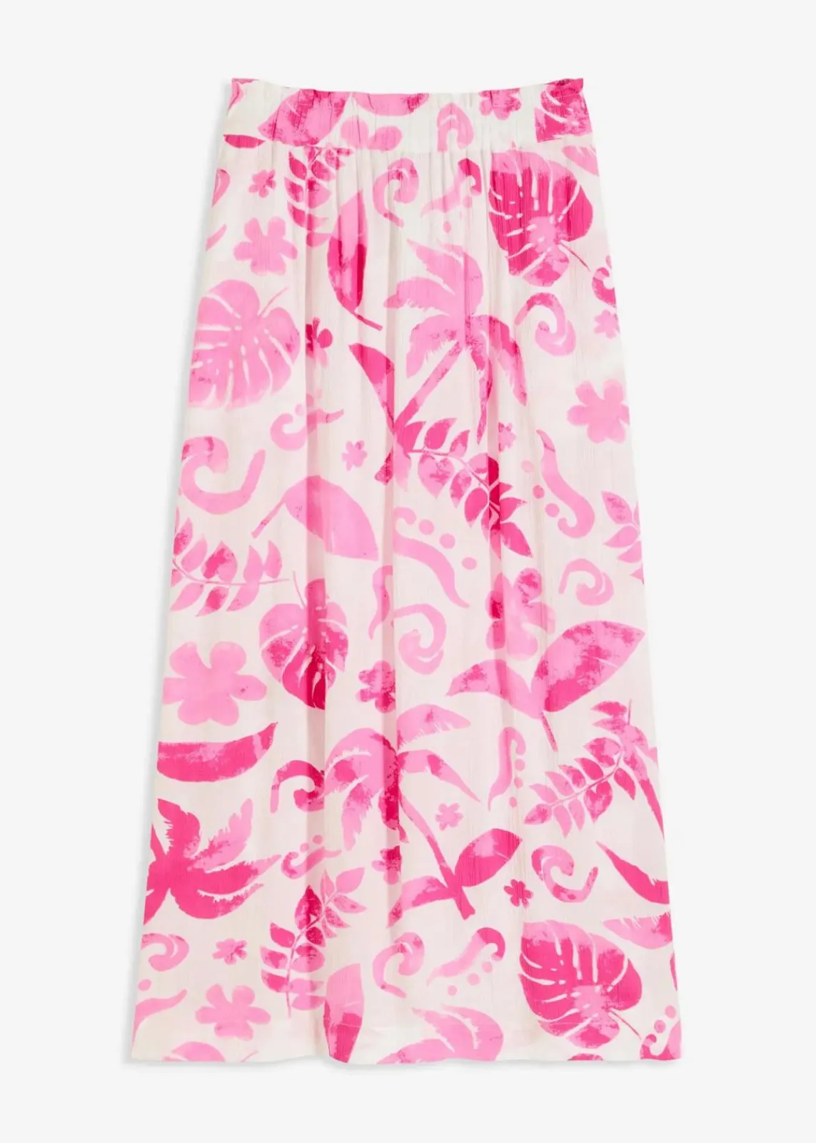 bonprix Bekleidung·Sportbekleidung|Röcke^Maxirock aus strukturierter Viskose weiß/fuchsia floral