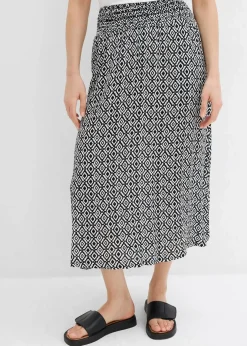 bonprix Bekleidung·Sportbekleidung|Zweiteiler & Sets^Maxirock aus Viskosecrincle schwarz graphisch