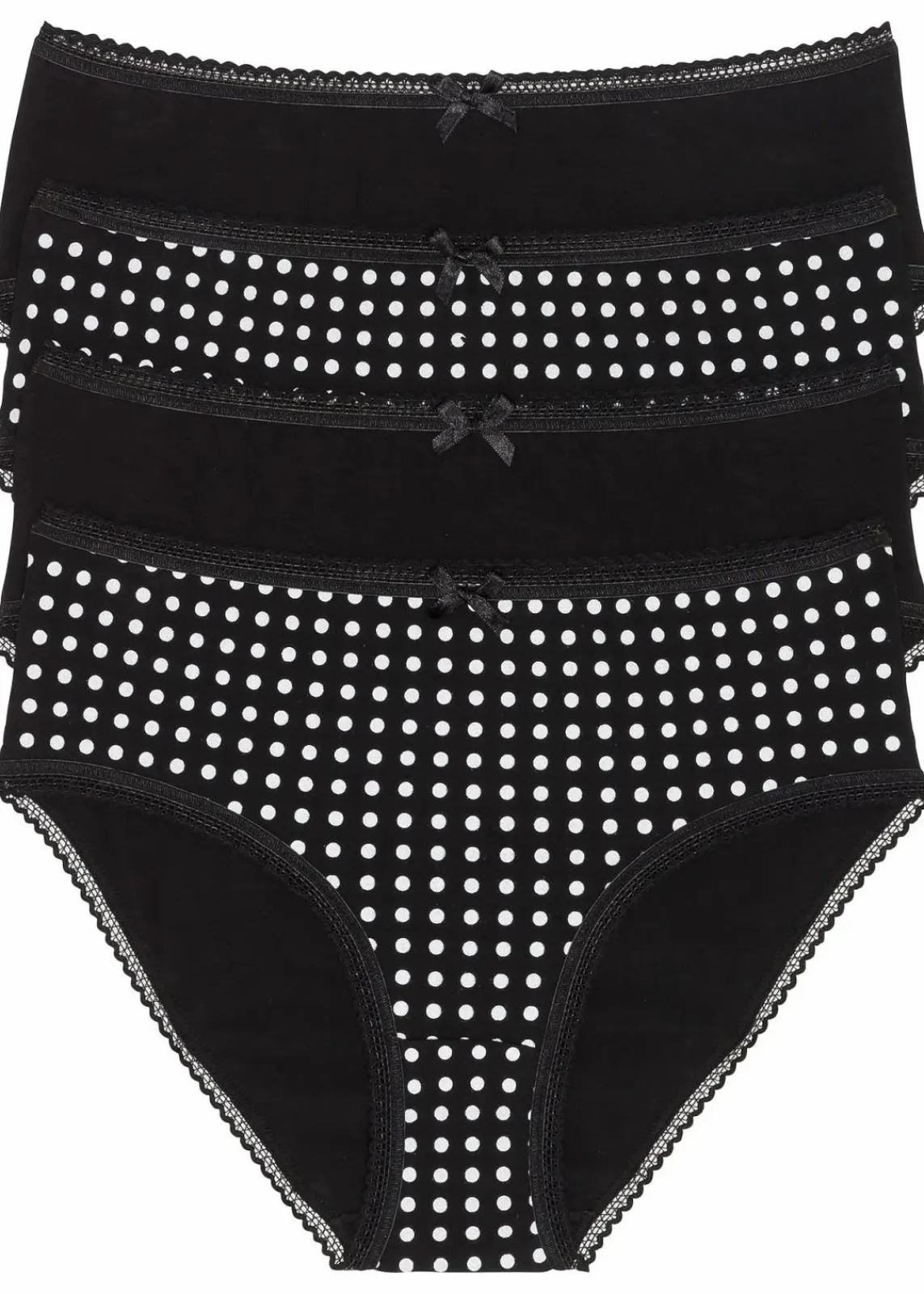bonprix Wäsche·Baumwollunterwäsche|Wäsche·Höschen^Maxislip (4er Pack) schwarz + weiß