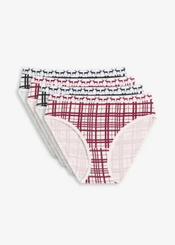 bonprix Wäsche·Baumwollunterwäsche|Wäsche·Höschen^Maxislip mit Baumwolle (4er Pack) ahornrot/wollweiß+intensivblau