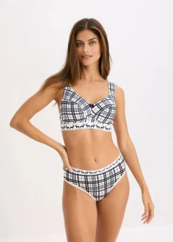 bonprix Wäsche·Baumwollunterwäsche|Wäsche·Höschen^Maxislip mit Baumwolle (4er Pack) ahornrot/wollweiß+intensivblau