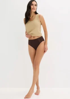 bonprix Wäsche·Baumwollunterwäsche|Wäsche·Höschen^Maxislip mit Bio-Baumwolle (4er Pack) dunkelbraun+kirschblütenpink