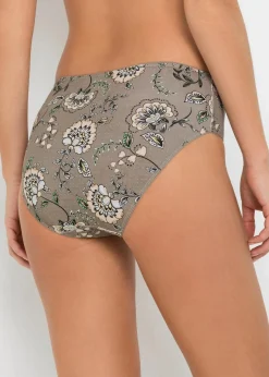bonprix Wäsche·Baumwollunterwäsche|Wäsche·Höschen^Maxislip mit Bio-Baumwolle (4er Pack) taupe paisley + hellkoralle