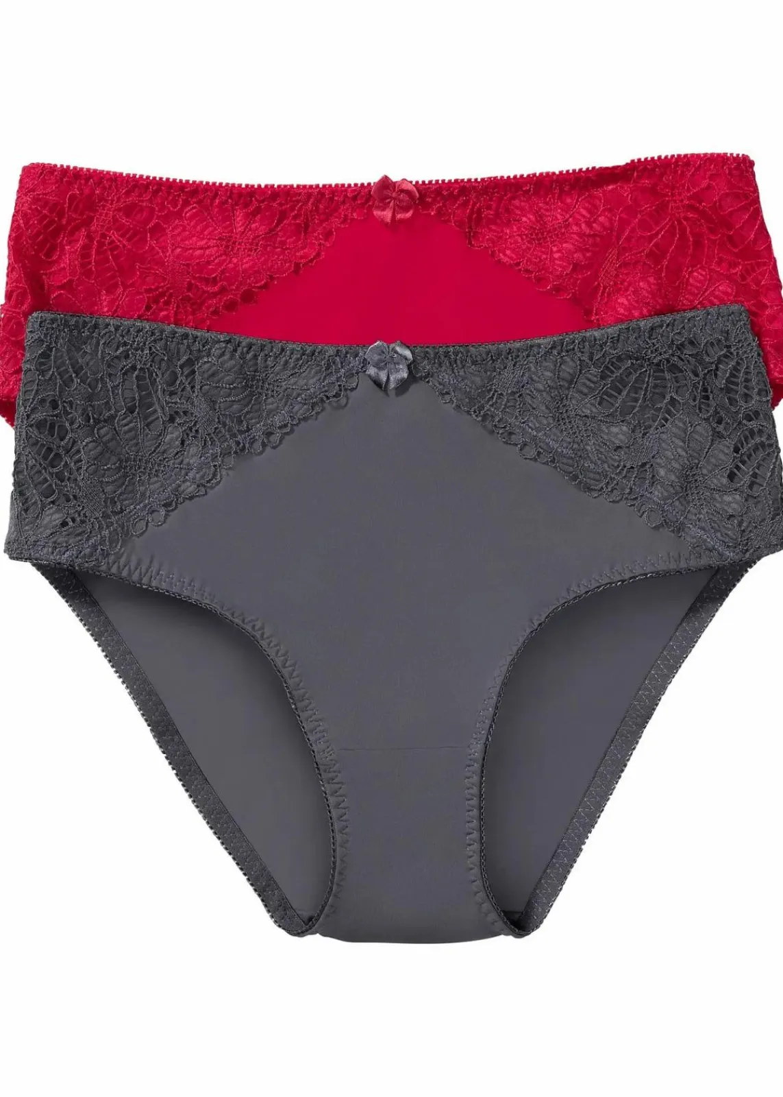 bonprix Nachhaltigere Materialien|Höschen^Maxislip mit Spitze (2er Pack) granatrot+anthrazit