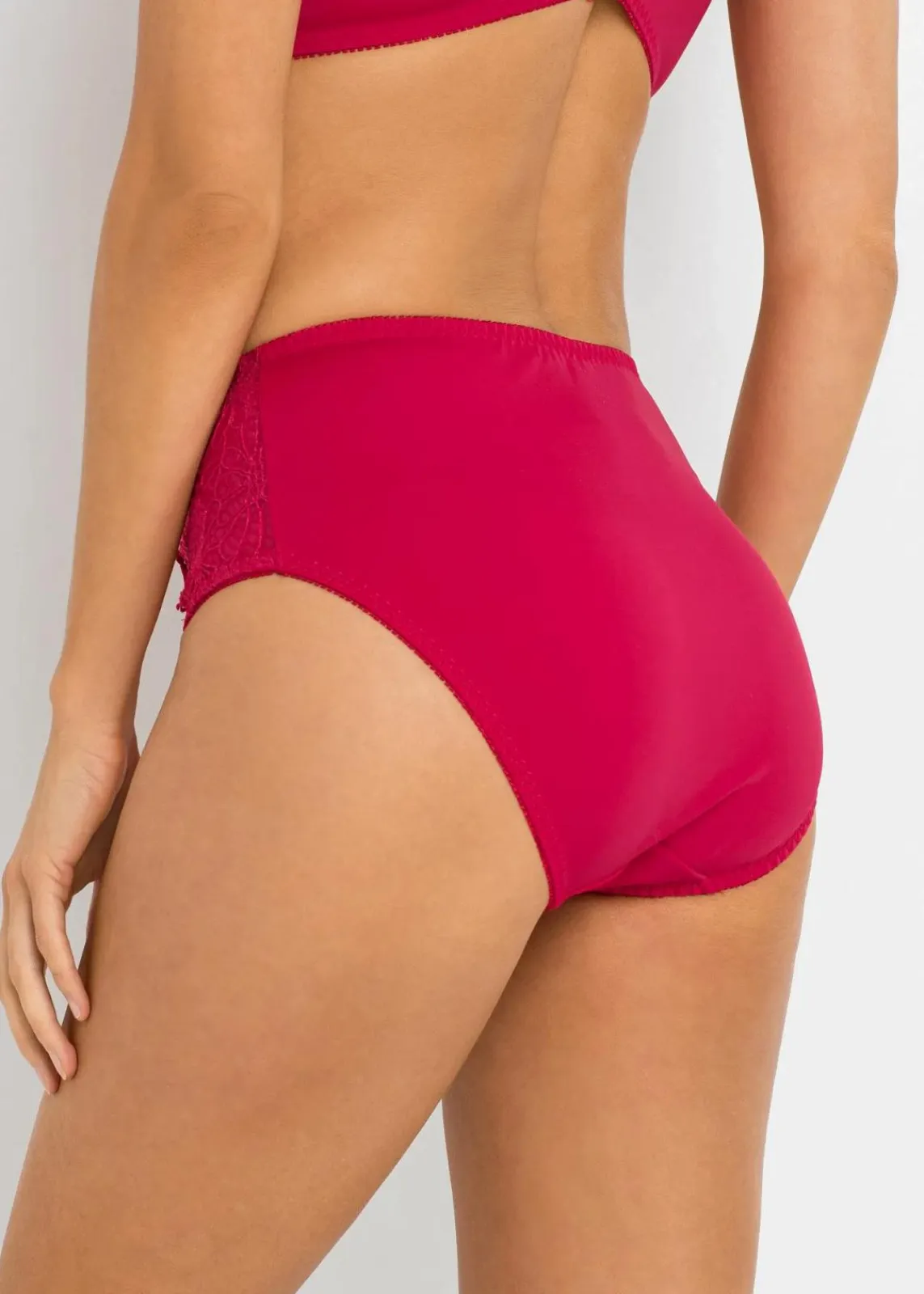 bonprix Nachhaltigere Materialien|Höschen^Maxislip mit Spitze (2er Pack) granatrot+anthrazit