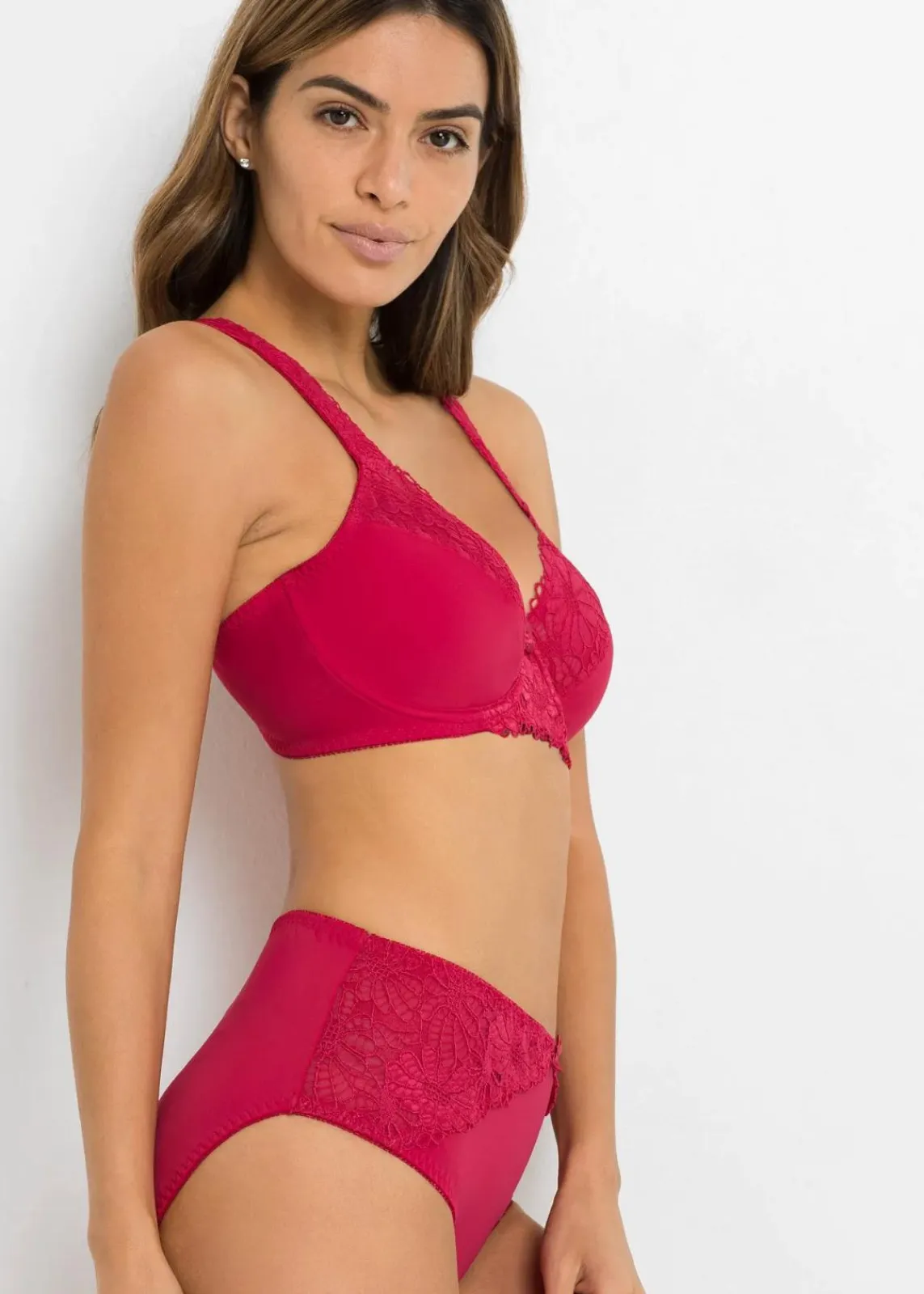 bonprix Nachhaltigere Materialien|Höschen^Maxislip mit Spitze (2er Pack) granatrot+anthrazit