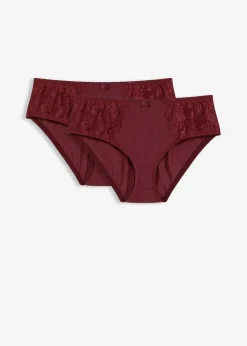 bonprix Nachhaltigere Materialien|Höschen^Maxislip mit zarter Spitze (2er Pack) beere