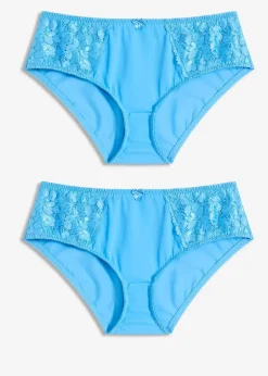 bonprix Nachhaltigere Materialien|Höschen^Maxislip mit zarter Spitze (2er Pack) brilliantblau