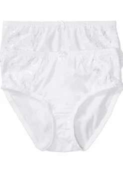 bonprix Nachhaltigere Materialien|Höschen^Maxislip mit zarter Spitze (2er Pack) weiß+weiß