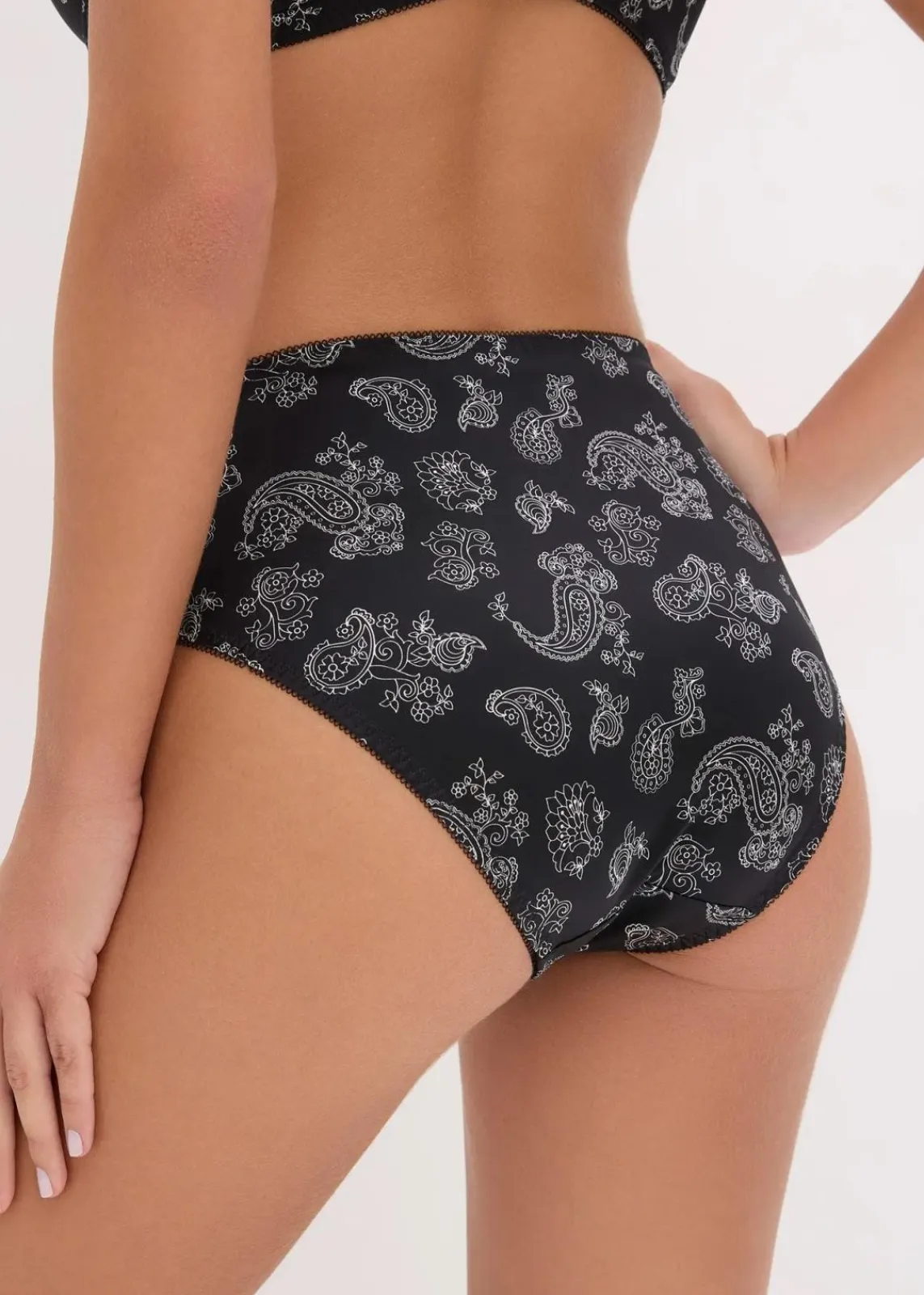 bonprix Wäsche·Dessous|Wäsche·Höschen^Maxislip mit zarter Spitze (2er Pack) schwarz paisley