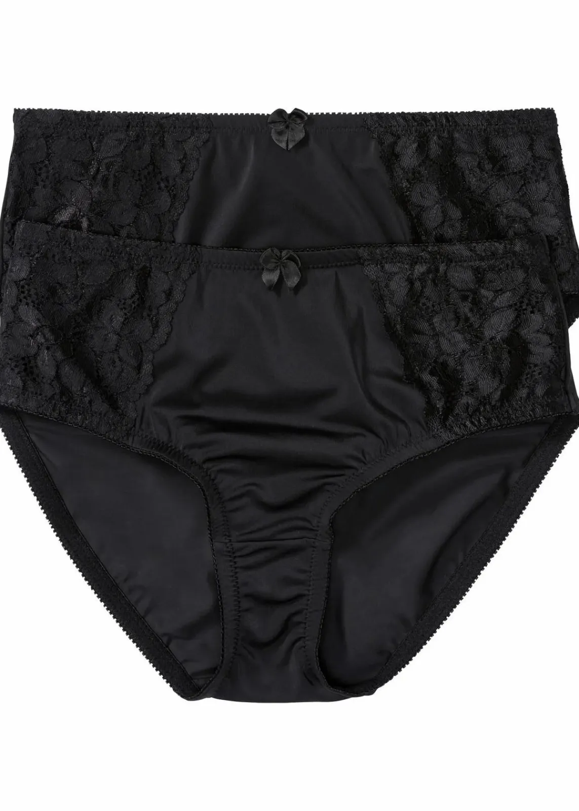bonprix Nachhaltigere Materialien|Höschen^Maxislip mit zarter Spitze (2er Pack) schwarz+schwarz