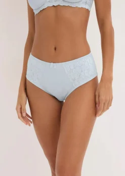 bonprix Wäsche·Höschen|Nachhaltigere Materialien^Maxislip mit zarter Spitze (2er Pack) cremeblau