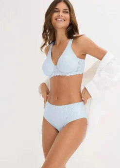 bonprix Wäsche·Höschen|Nachhaltigere Materialien^Maxislip mit zarter Spitze (2er Pack) cremeblau