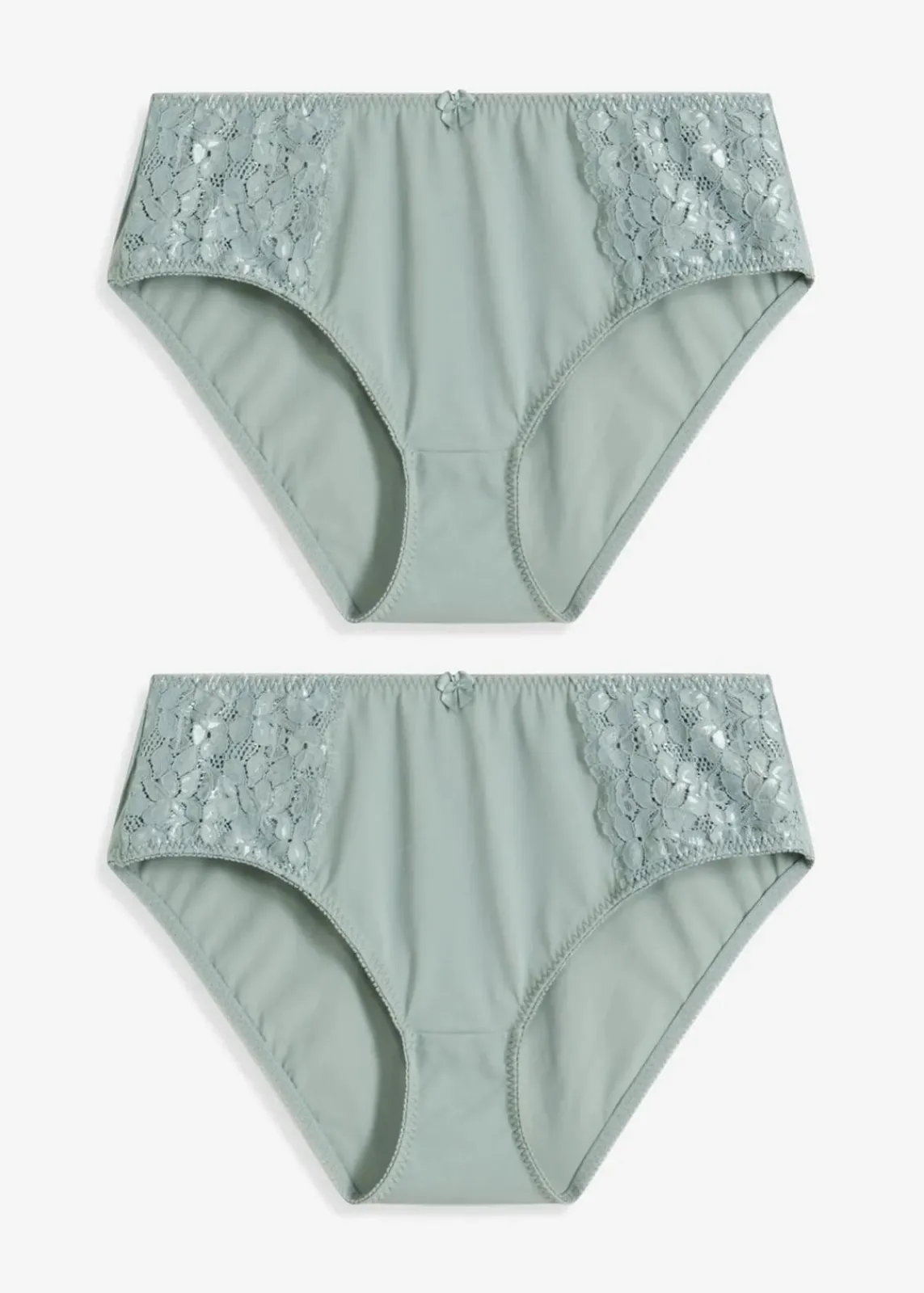 bonprix Nachhaltigere Materialien|Höschen^Maxislip mit zarter Spitze (2er Pack) graugrün