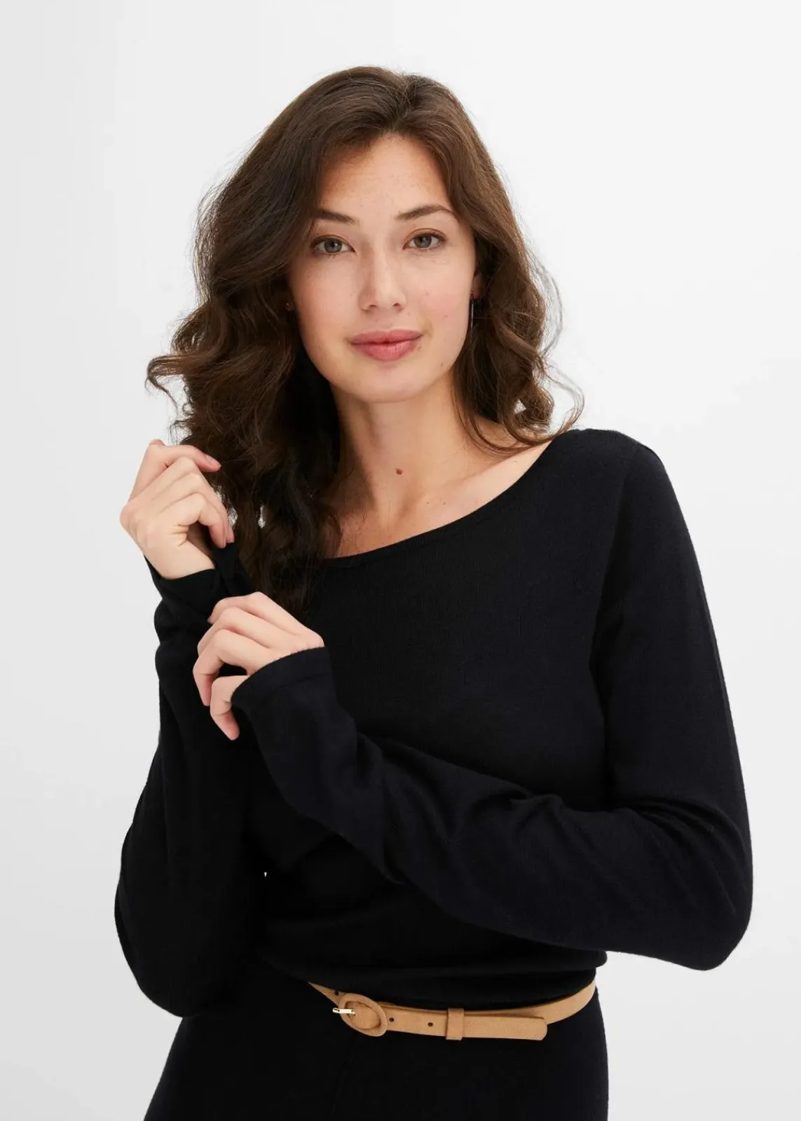 bonprix Bekleidung·Umstandsmode|Bekleidung·Pullover & Strickjacken^Maxi-Strickkleid aus Viskose-Mix schwarz