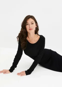 bonprix Bekleidung·Umstandsmode|Bekleidung·Pullover & Strickjacken^Maxi-Strickkleid aus Viskose-Mix schwarz