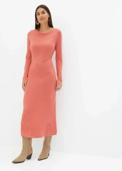 bonprix Kleider|Strickmode^Maxi-Strickkleid aus Viskose-Mix rhabarber