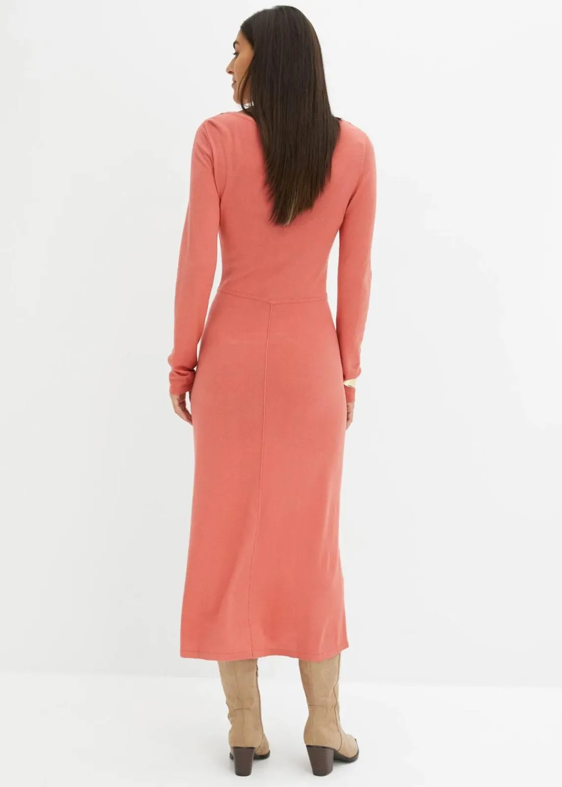 bonprix Kleider|Strickmode^Maxi-Strickkleid aus Viskose-Mix rhabarber