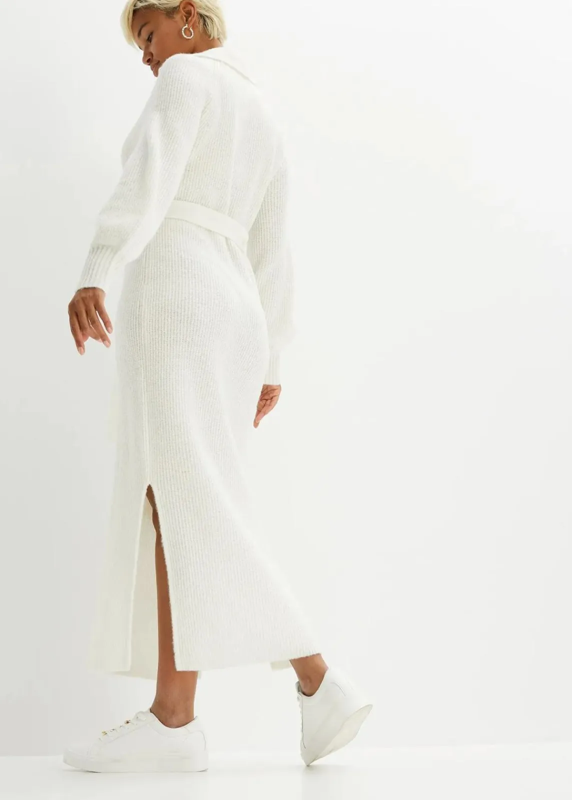 bonprix Bekleidung·Umstandsmode|Strickmode^Maxi-Strickkleid mit Gürtel (2-tlg. Set) wollweiß
