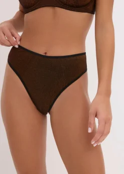 bonprix Wäsche·Höschen|Höschen^Maxistring aus glitzerndem Material schwarz/metallic kupfer