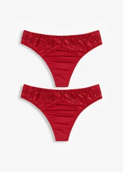 bonprix Dessous|Höschen^Maxistring mit Glanzeffekt (2er Pack) dunkelrot