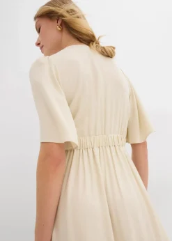bonprix Bekleidung·Pullover & Strickjacken^Maxi-Stufenkleid aus fließender Viskose natur