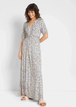 bonprix Bekleidung·Blazer|Umstandsmode^Maxi-Umstands- und Stillkleid aus Jersey nebelblau geblümt