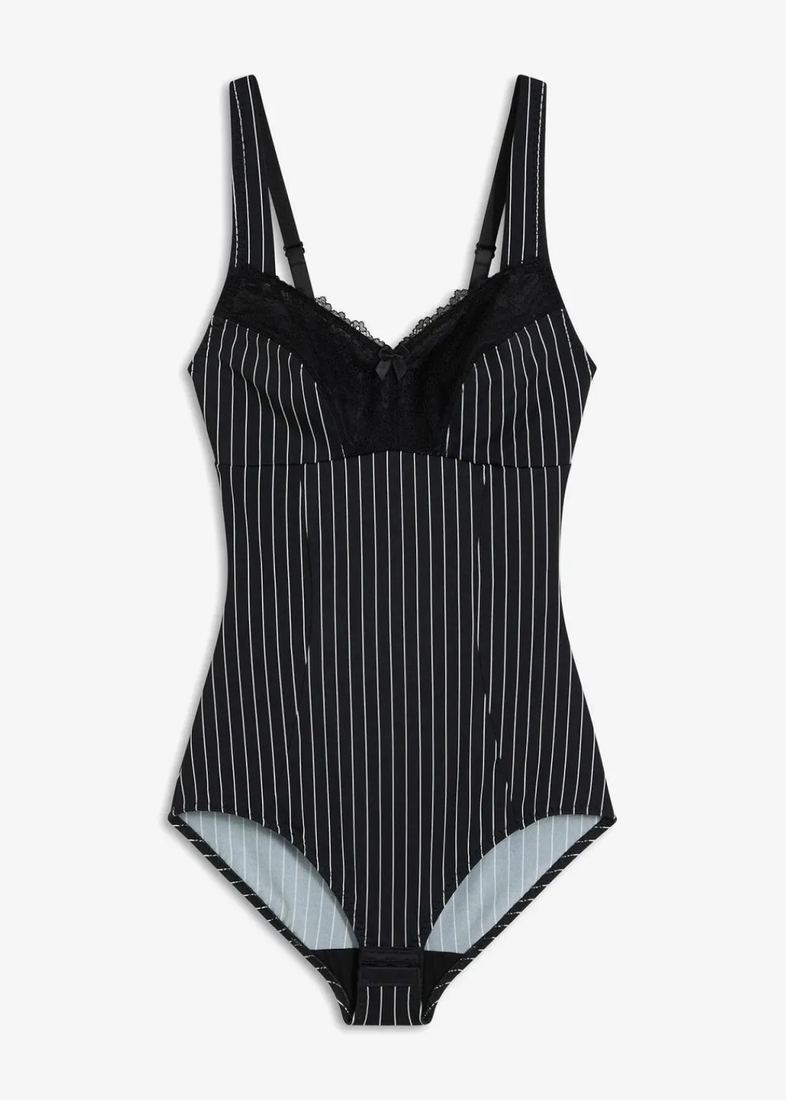 bonprix Wäsche·Bodies|Wäsche·Shapewear^Medium Shape Body ohne Bügel schwarz/wollweiß gestreift