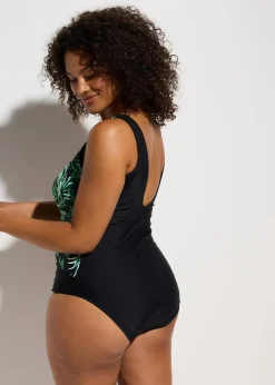 bonprix Nachhaltigere Materialien|Shapewear^Medium Shape-Badeanzug schwarz floral