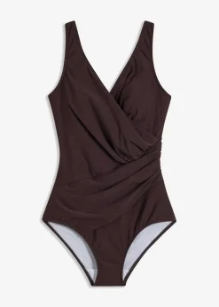 bonprix Nachhaltigere Materialien|Shapewear^Medium Shape-Badeanzug in Wickeloptik braun
