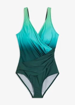 bonprix Shapewear|Badeanzüge^Medium Shape-Badeanzug in Wickeloptik smaragd